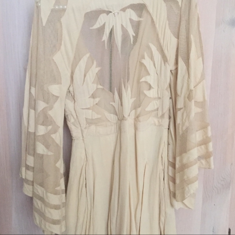 Free People Blue Mahoe plunging Dress In Cream - Picture 2 of 5